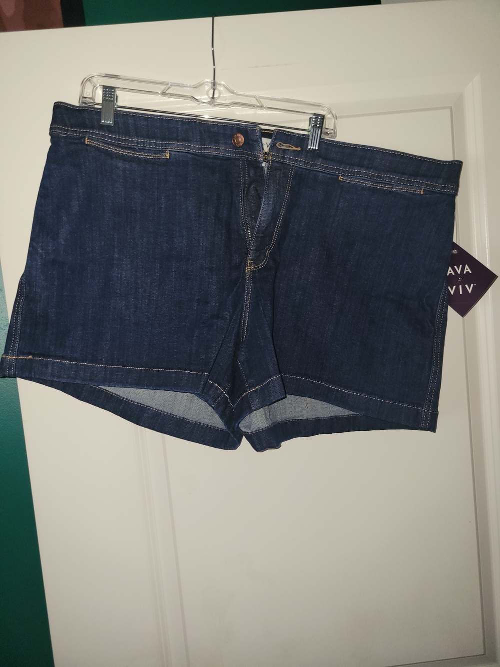 Ava & Viv Dark Blue Denim Mid-Rise Jean Shorts
